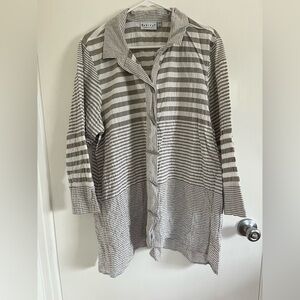 Habitat Grey and White Striped Button Front Top / Tunic